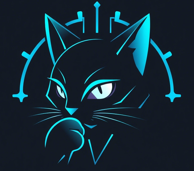 Inteligência Artificial - ianomia - Felino azul em riscos azuis com fundo escuro, arte 2D digital.